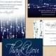 Midnight Blue Star Streamers Save the Date, Invitation, RSVP, and Thank You Package: Text-Editable, Printable, Instant Download