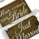 REVERSIBLE Here comes the Bride Sign DOUBLE SIDED Just Married Rustic Wedding Wood Sign Wooden Signs