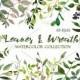 Watercolor Leaves and Wreaths Set