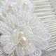 Ivory haircomb Bridal lace flower haircomb Romantic hairpiece Wedding hair accessory Rhinestone bride comb