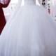 Modest high neck long sleeves lace ball gown wedding dress