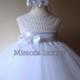 White Flower girl dress, tutu dress, bridesmaid dress, princess dress, crochet top tulle dress, hand knit top tutu dress, white crochet tutu