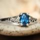 Petite Oval Blue Sapphire Filigree Promise Ring in Sterling - Silver Vintage-Style Blue Sapphire Ring - September Birthstone RIng