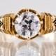 Antique Engagement Ring - Etruscan Diamond Ring - Rose Gold and Diamond Engagement Ring