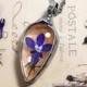 Blue Flower Necklace, Forest  Necklace, Statement Woodland Pendant, Herbarium Jewellery, bustani