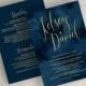 Wedding Invitations - Navy Wedding Invitation - Navy and Gold Wedding Invites - Navy Blue Wedding Invitation - Faux Foil Script - Watercolor