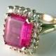 Pink Tourmaline Diamond Engagement Ring Art Deco Engagement 1940s Engagement Ring Rubellite Ring