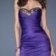 Short Purple Sweetheart Beadings Pleatings Soft Satin Prom Dress PD2489