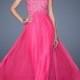 V-neck Beaded Lace A-line Chiffon Prom Dress PD2493