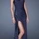 One Shoulder Sequins Floor Length Chiffon Prom Dress PD2504