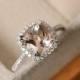 Morganite engagement ring, cushion cut, pink morganite, wedding ring, natural morganite