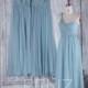 2016 Long Dusty Blue Bridesmaid Dress, Mix and Match Wedding Dress, Mismatch Chiffon Prom Dress, Maxi Dress Floor Length (H217/H218/H219)