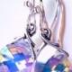 Aurora Borealis Crystal Earrings, Swarovski Crystal Briolettes, Sterling Silver, Prism Earrings, Rainbow, Gift For Her, Under 25