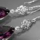 Amethyst Crystal Earrings Purple Chandelier Earrings Swarovski Teardrop Rhinestone Silver Earrings Bridal Bridesmaids Amethyst Jewelry