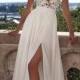Long A-Line White Lace Prom Dress With Appliques, Side Slit Sexy Wedding Party Dress, WD0124