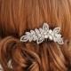 Crystal Bridal Hair Comb, Swarovski Pearl Cluster Wedding Hair Comb, Leaf Bridal Hairpiece, Vintage Style Rhinestone Hair Clip, AUGUSTINA