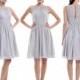 Grey Short Bridesmaid Dress, Halter Chiffon Bridesmaid Dress, Cheap Bridesmaid Dress