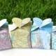 Heart Topped Favor Boxes in vintage map, sets of 10, 50 or 100