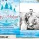 Christmas Card Template - Holiday Greeting Card - Christmas Tree Card - Printable Card - Photo Card - Editable Word Template - Blue DIY Card