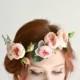 Bridal cirlcet, Rose crown, pink floral crown, woodland wedding, boho headpiece, bridal hairpiece, hair accessory - Petals and fern