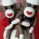 Sock Monkey Wedding Cake Topper Cupcake and/ or Ornament