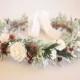 Winter Wedding Crown, Floral Crown, Winter Flower Crown, Woodland Headdress, Christmas Flower Crown, Bridal Flower Crown, "DECEMBER"