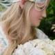 Teal -Ivory -Rhinestone - Bridal Hairpiece-Wedding Garter- Aqua - Turqouise - Satin Rosette