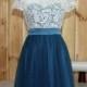 2016 Dark Turquoise Bridesmaid dress, Lace Wedding dress, Formal dress, Tulle Prom Dress, Evening dress short length