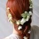 White wedding headpiece, boho bridal comb, floral hair comb, woodland wedding hair piece, white flower comb, bridal hair accessories