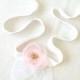 Weddings Flower Girl Headband Fabric Flowers Pastel Pink Organza Flower with Bridal White Tulle Leaves Bridal Sash Bridesmaid Wedding