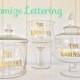 Set of Three Large CUSTOM APOTHECARY Jars Pick Colors Words Labeled Last Name Sweets Sugar Candy Wedding Sweets Table Wedding Party Decor
