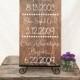 Love Story Special Dates Sign in Walnut Stained Wood 12x23 (Our Adventure Begins)