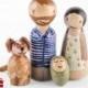 wooden peg family with dog - peg family for christmas - christmas baby announcement - we're expecting - gender reveal ideas for christmas