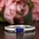 0.55 ct.tw Blue Baguette Solitaire Engagement Band Ring-Baguette Cut Diamond Simulants-Promise Ring-Sterling Silver [52350RH-BL]