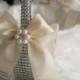 Ivory Wedding Flower Girl Basket with ivory bow and rhinestones  Cream Wedding Basket  Beige wedding petals basket with Brooch