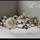 wedding flower crown, whimsical wedding tiara, bridal floral circlet, wedding crown headpiece, Wild flowers pearl  hair halo
