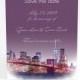 Penthouse Dreams, New York Manhattan wedding stationery save the dates from watercolor, modern typography, custom wording and colors, ombre