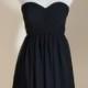 Black Sweetheart Bridesmaid Dress Knee-length Black Chiffon Strapless Bridesmaid Dress-Custom Dress