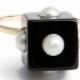 Nektar de Stagni Onyx & Cultured Pearl Ring 