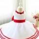 White lower Girl Dress with Red Sash, Sleeveless Baby Girl Pageant Dress, Infant Easter Dress, Toddler Girl Birthday Dress,  PD103-2