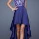 Lace Satin High Low Scoop Neckline Perfect 2014 Prom Dress PD2610