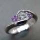 Diamonds Wedding Ring with Amethyst, Amethyst Ring, Amethyst Diamond Ring, Amethyst Diamond Engagement Ring, 0.25ct Diamond 14K White Gold