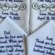 Set of four 4 Mother of the groom/bride and father of the groom/bride  custom made personalized handkerchief hankie gift from bride