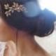 Gold Wedding headpiece, Gold Bridal hair comb, Crystal hair comb, Gold leaf headpiece, Rhinestone hair comb, Swarovski crystal, Hair clip