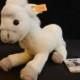 STEIFF white donkey, 1000 pieces limited, Björn Schulz Foundation, Magdalena Neuner, with button, flag and shield