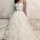 A line Sweetheart Organza & Lace Floor Length Court Train Wedding Dress With Ruffles - Compelling Wedding Dresses