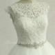 Stunning Keyhole back tulle lace wedding dress with beading sash and capsleeves