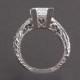 14k White Gold Princess Cut Heart Filigree Engagement Ring, Antique Design