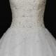 Vintage pearls off shoulder tulle princess wedding gown
