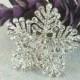 62mm Silver Clear Rhinestone Snowflake Brooch Flatback Embellishment or Pin Large Rhinestone Flower Broach Winter Wedding Bouquet DIY  sc5